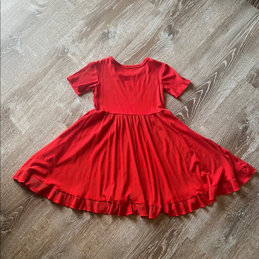 Dream Big Little Co Bamboo Red Rib Dream Ruffle Dress size 7/8 - Picture 5 of 6